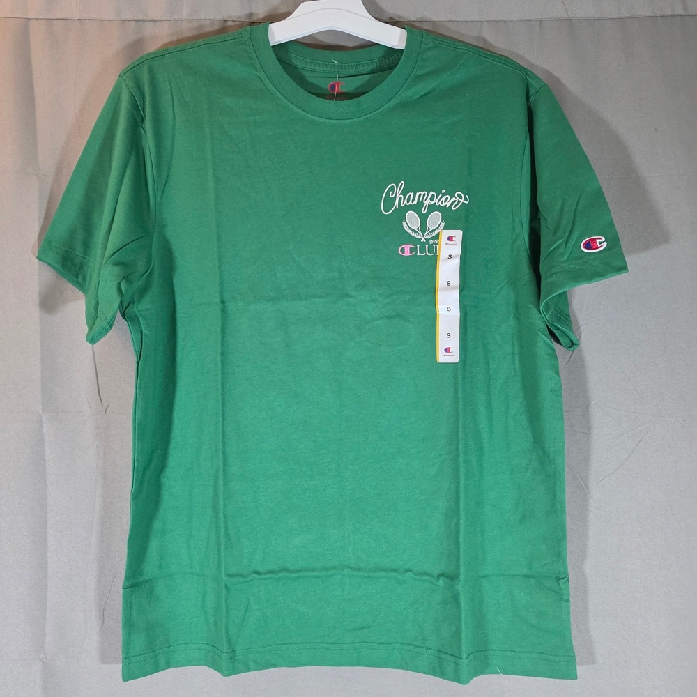 Champion Tennis Club Graphic Tee Verdant Green Mens Small CPM261TE13002 NWT
